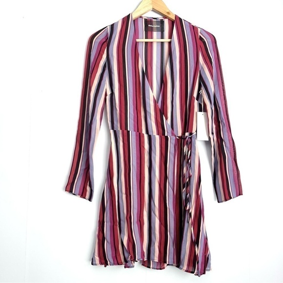 NEW Reformation Gjilena Stripes Wrap Mini Dress US XS - Picture 2 of 9